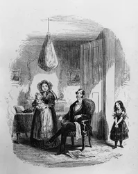 Familjen Dombey, illustration från "Dombey and Son" av Charles Dickens (1812-70), första gången publicerad 1848.